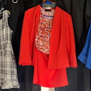 Evan Picone Orange Blazer and Skirt Set